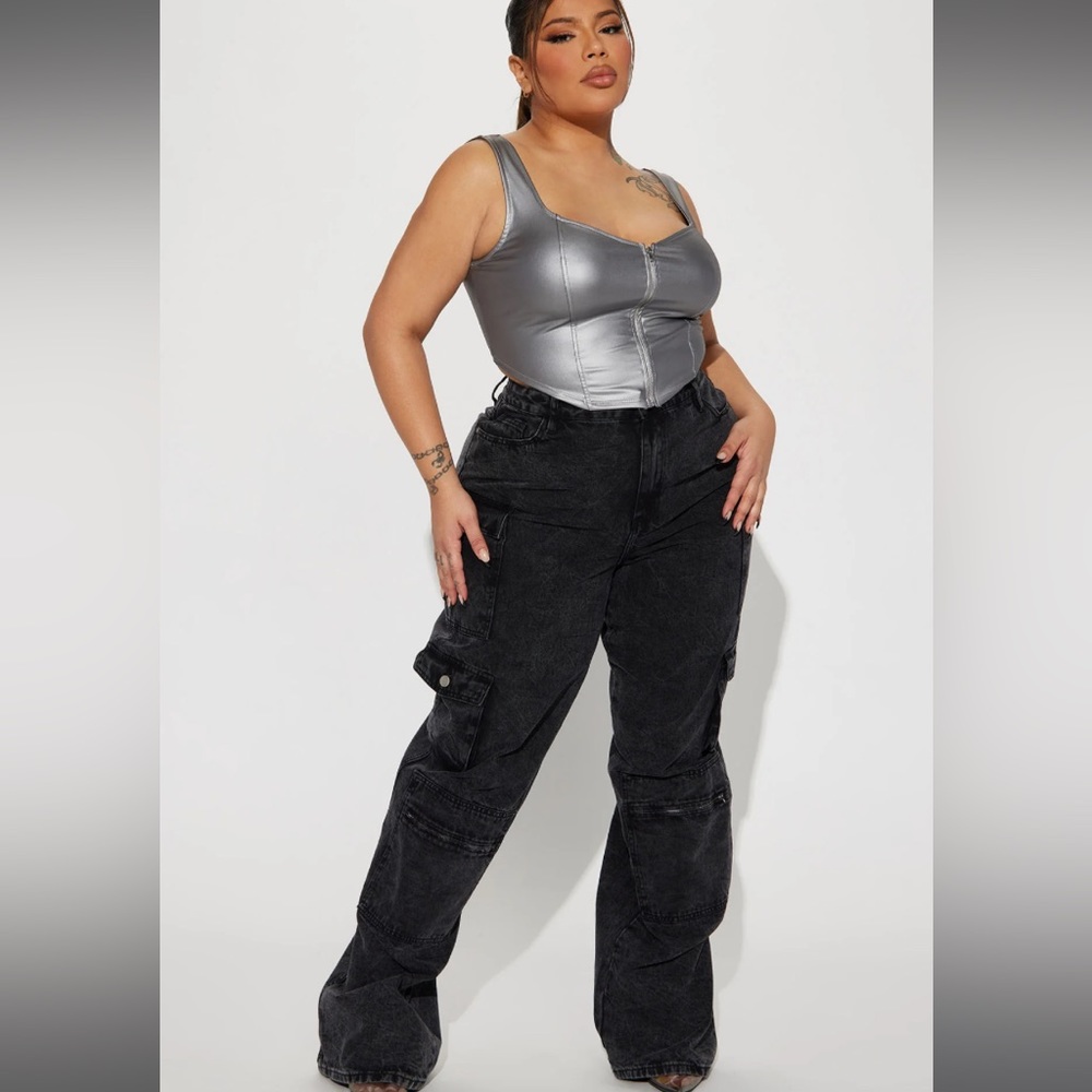 NWT Mad For You Black Cargo Jeans Sz 16 Tall